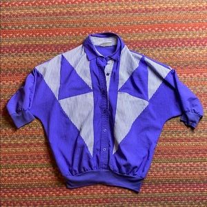 80s VINTAGE PURPLE STRIPE HENLEY SWEATER TOP